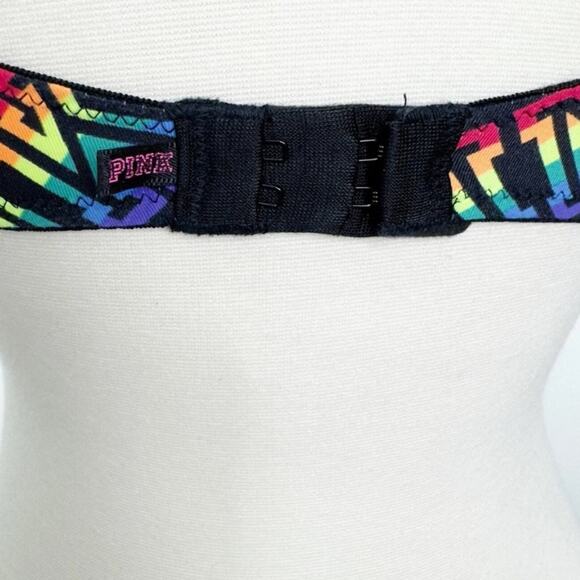 Victoria's Secret PINK Wear Everywhere Push-Up Bra Diagonal Icon Rainbow 36C - Picture 4 of 8